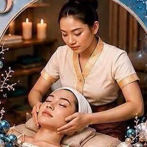 ผู้เข้าแข่งขันนวดหน้าให้ผู้รับบริการ